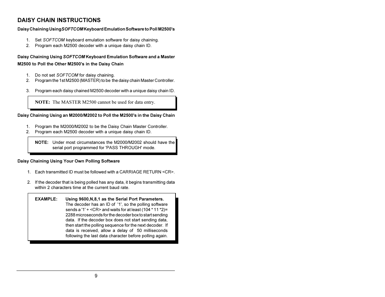 Daisy chain instructions | AML M2500 Decoder User Manual | Page 13 / 81