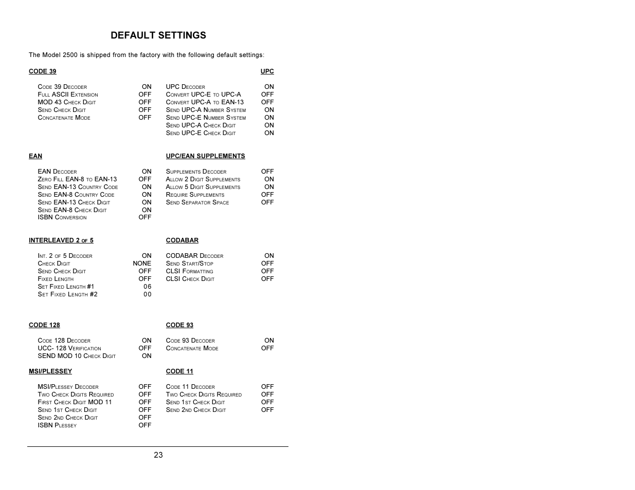 Default settings | AML M2500 Decoder User Manual | Page 27 / 81