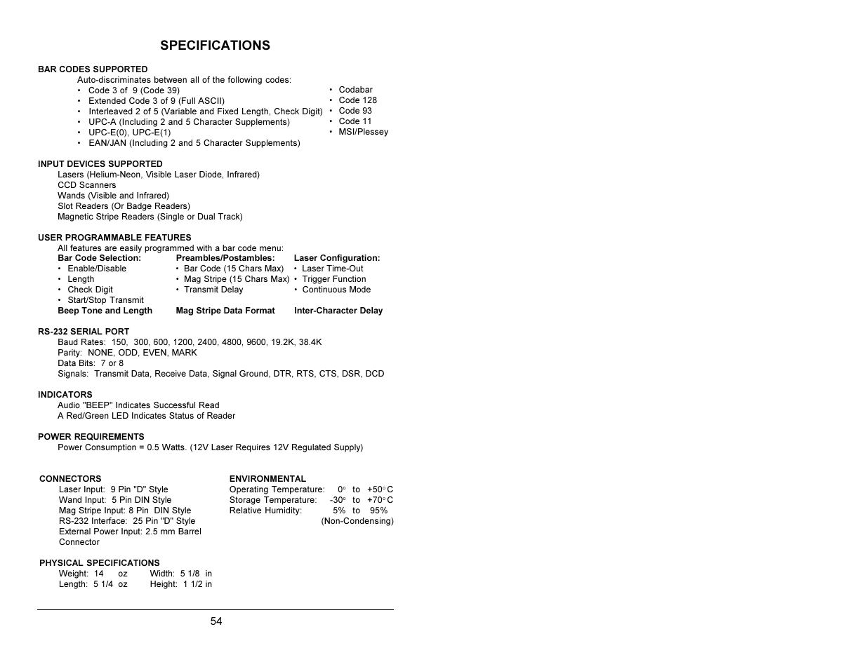 Specifications | AML M2500 Decoder User Manual | Page 58 / 81