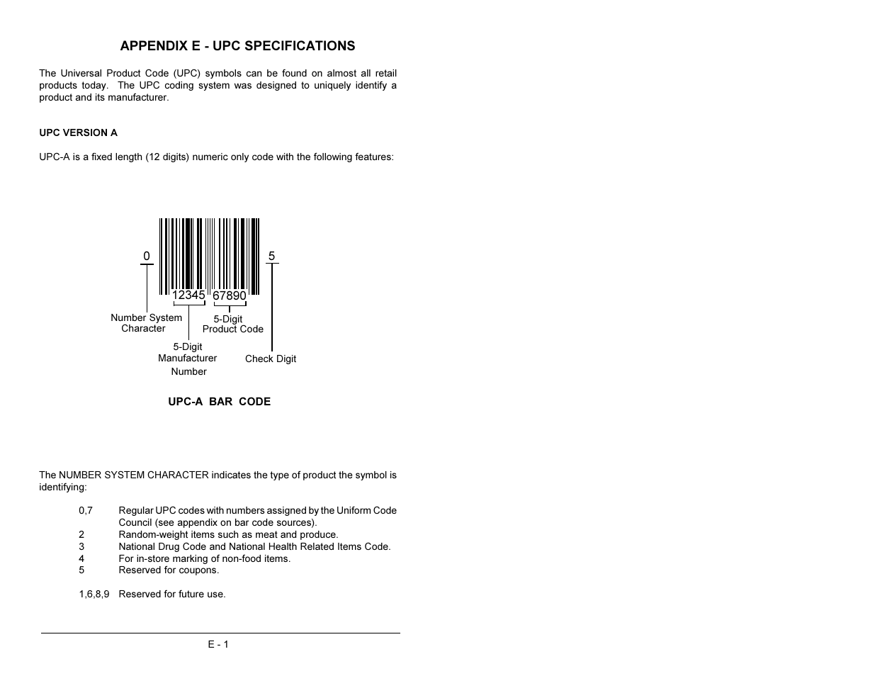 Appendix e - upc specifications | AML M2500 Decoder User Manual | Page 66 / 81