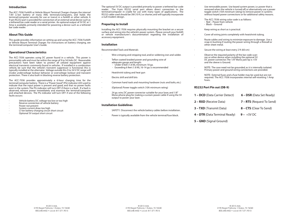 Acc-7036_inside | AML ACC-7036 Vehicle Mount Charging Cradle User Manual | Page 2 / 2