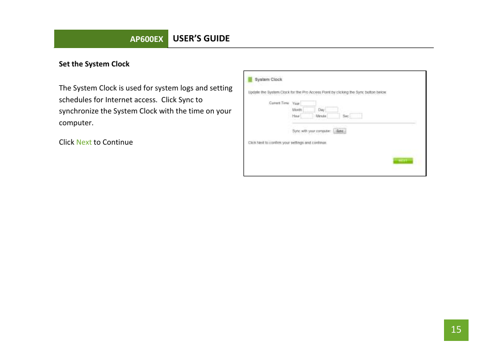 System clock | Amped Wireless AP600EX - High Power Wireless-N 600mW Pro Access Point User Manual | Page 16 / 55