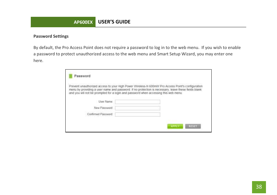 Management: password settings | Amped Wireless AP600EX - High Power Wireless-N 600mW Pro Access Point User Manual | Page 39 / 55