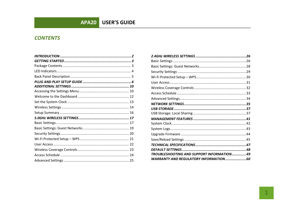 Amped Wireless APA20 - High Power 700mW Dual Band AC Wi-Fi Access Point User Manual | Page 2 / 68