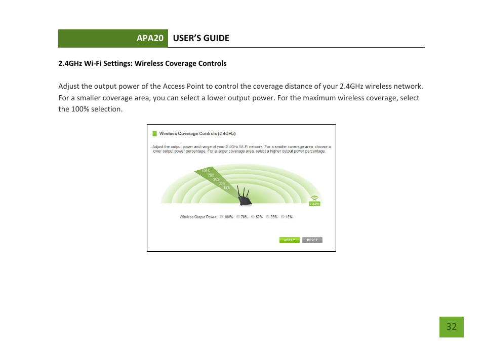 Wireless coverage controls | Amped Wireless APA20 - High Power 700mW Dual Band AC Wi-Fi Access Point User Manual | Page 33 / 68