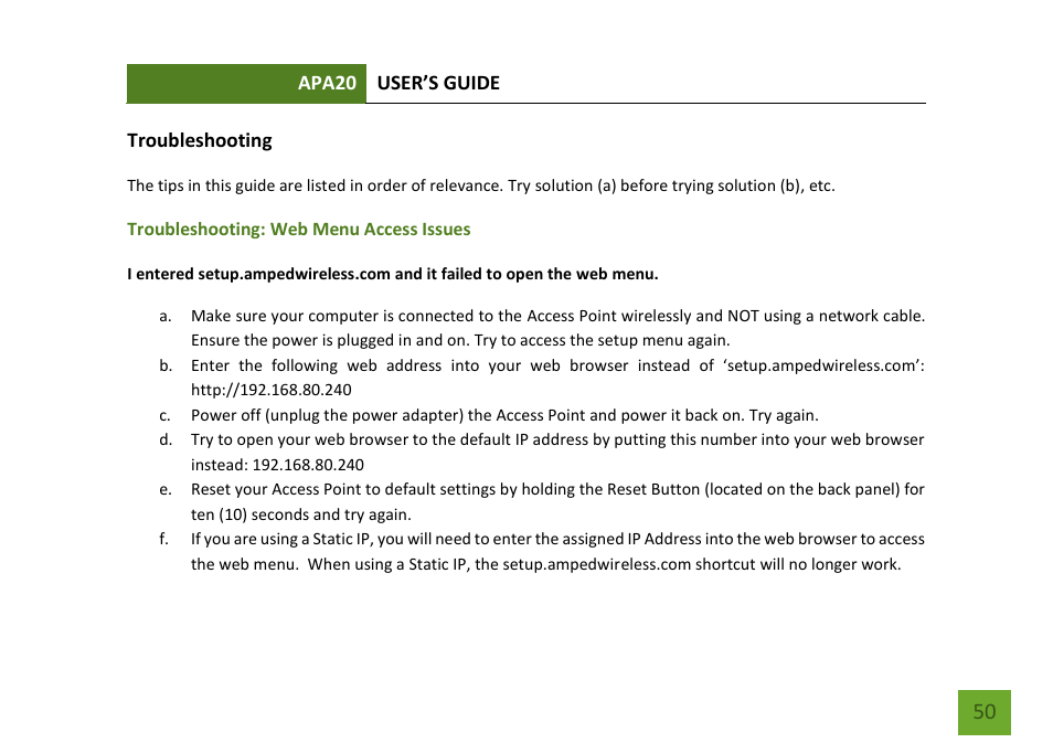 Amped Wireless APA20 - High Power 700mW Dual Band AC Wi-Fi Access Point User Manual | Page 51 / 68