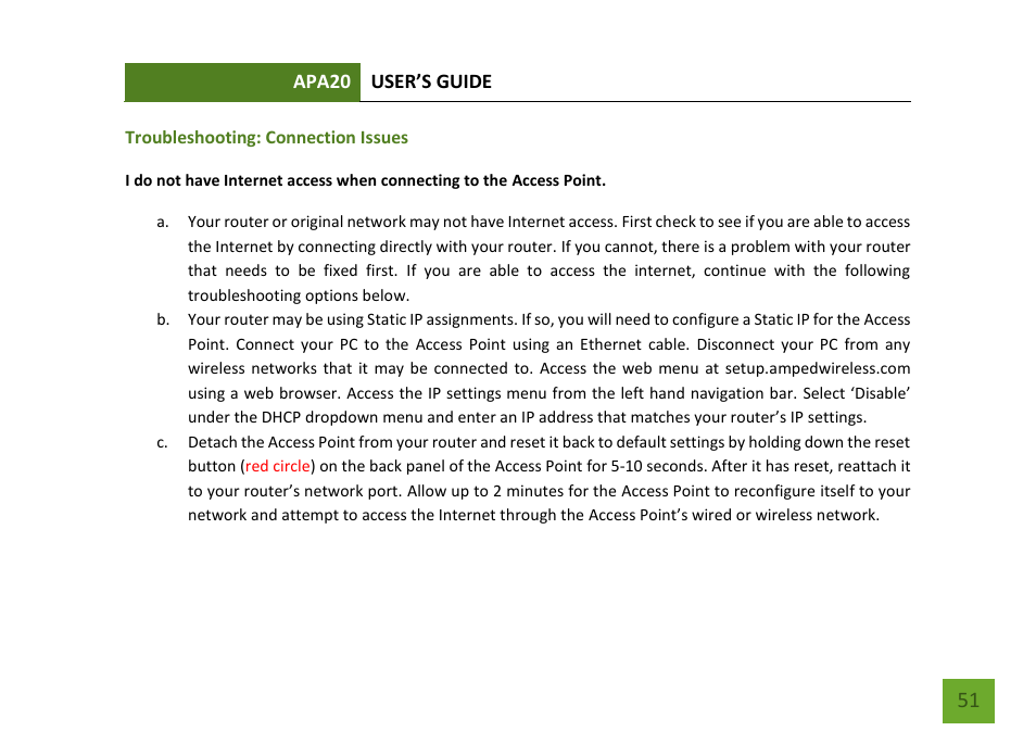 Amped Wireless APA20 - High Power 700mW Dual Band AC Wi-Fi Access Point User Manual | Page 52 / 68