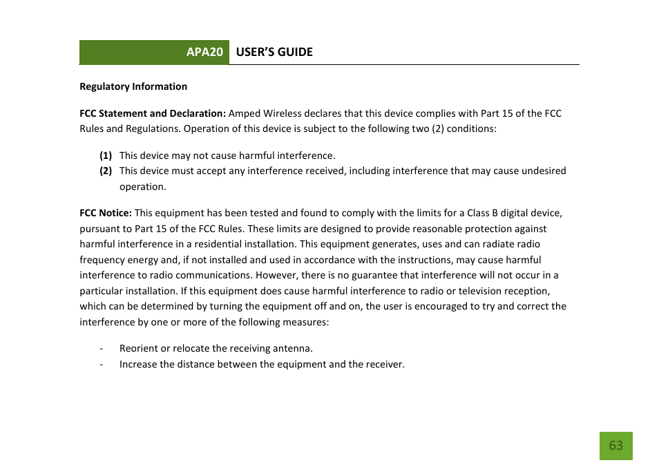 Amped Wireless APA20 - High Power 700mW Dual Band AC Wi-Fi Access Point User Manual | Page 64 / 68