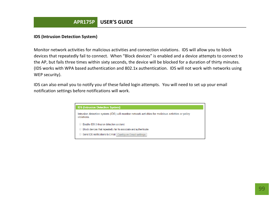 Ids (intrusion detection system) | Amped Wireless APR175P - ProSeries High Power AC1750 Wi-Fi Access Point / Router User Manual | Page 100 / 186