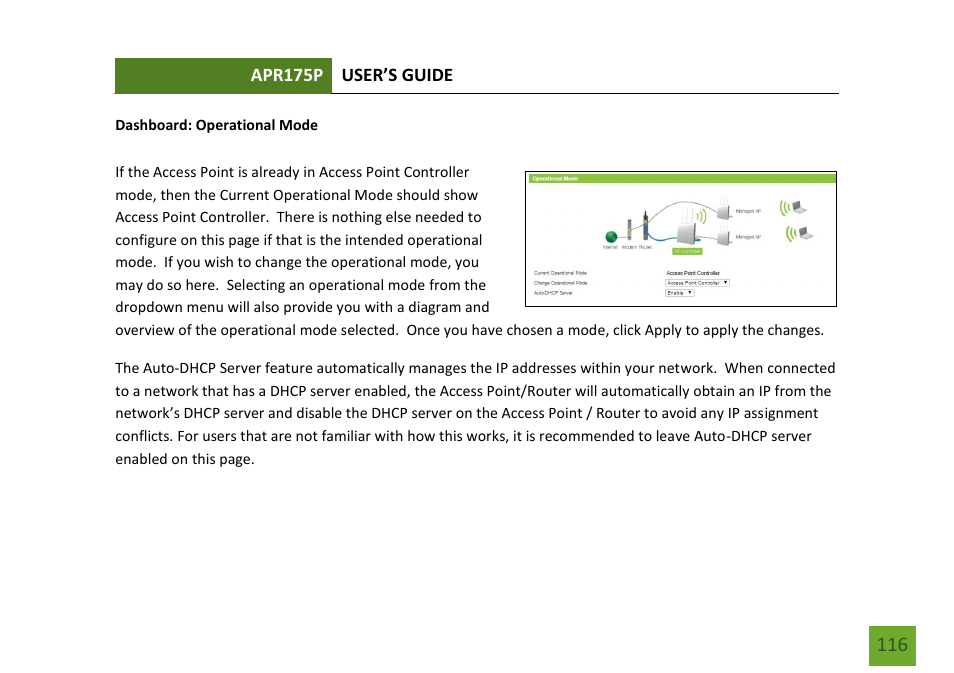 Operational mode | Amped Wireless APR175P - ProSeries High Power AC1750 Wi-Fi Access Point / Router User Manual | Page 117 / 186