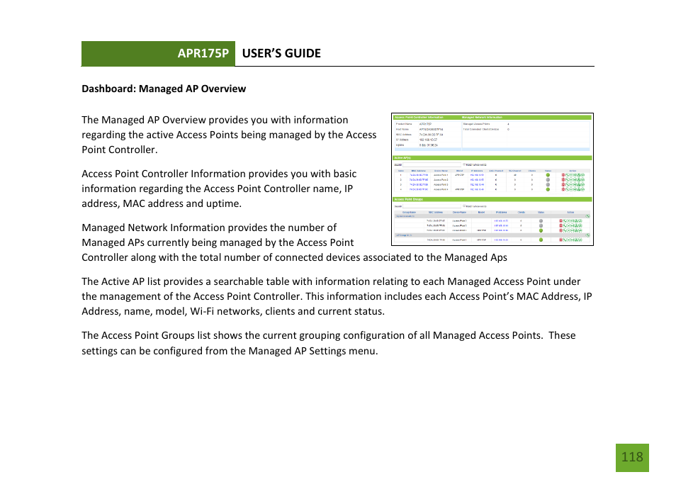 Managed ap overview | Amped Wireless APR175P - ProSeries High Power AC1750 Wi-Fi Access Point / Router User Manual | Page 119 / 186