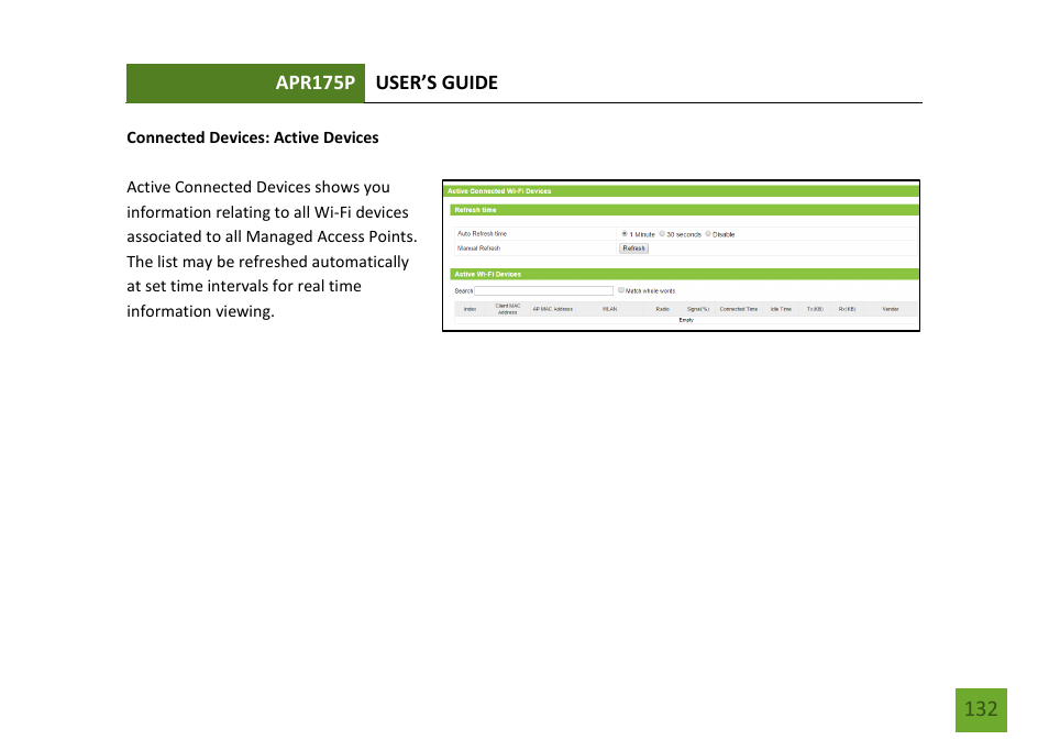 Connected devices: active devices | Amped Wireless APR175P - ProSeries High Power AC1750 Wi-Fi Access Point / Router User Manual | Page 133 / 186