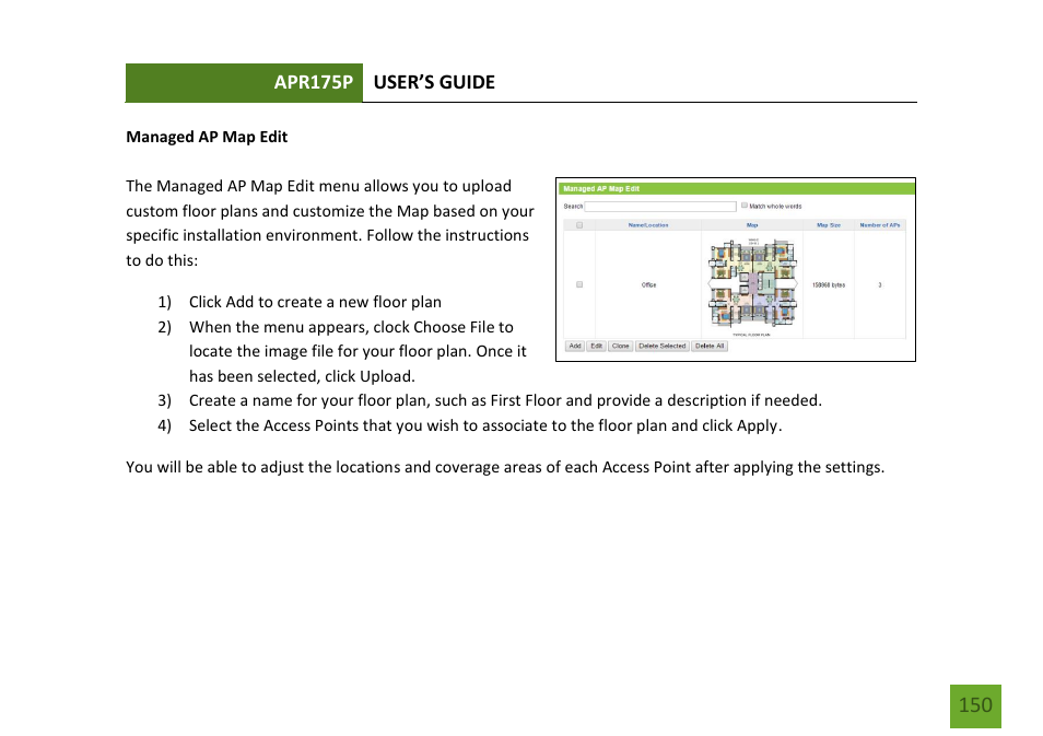 Managed ap map edit | Amped Wireless APR175P - ProSeries High Power AC1750 Wi-Fi Access Point / Router User Manual | Page 151 / 186