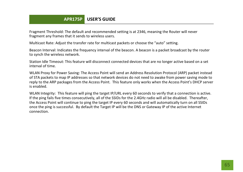 Amped Wireless APR175P - ProSeries High Power AC1750 Wi-Fi Access Point / Router User Manual | Page 66 / 186