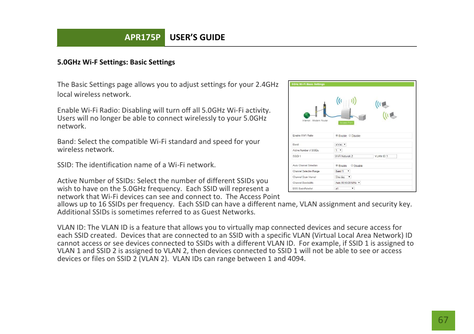 0ghz basic settings | Amped Wireless APR175P - ProSeries High Power AC1750 Wi-Fi Access Point / Router User Manual | Page 68 / 186