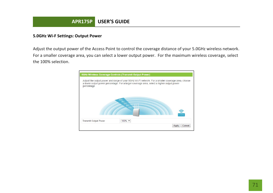 0ghz output power | Amped Wireless APR175P - ProSeries High Power AC1750 Wi-Fi Access Point / Router User Manual | Page 72 / 186