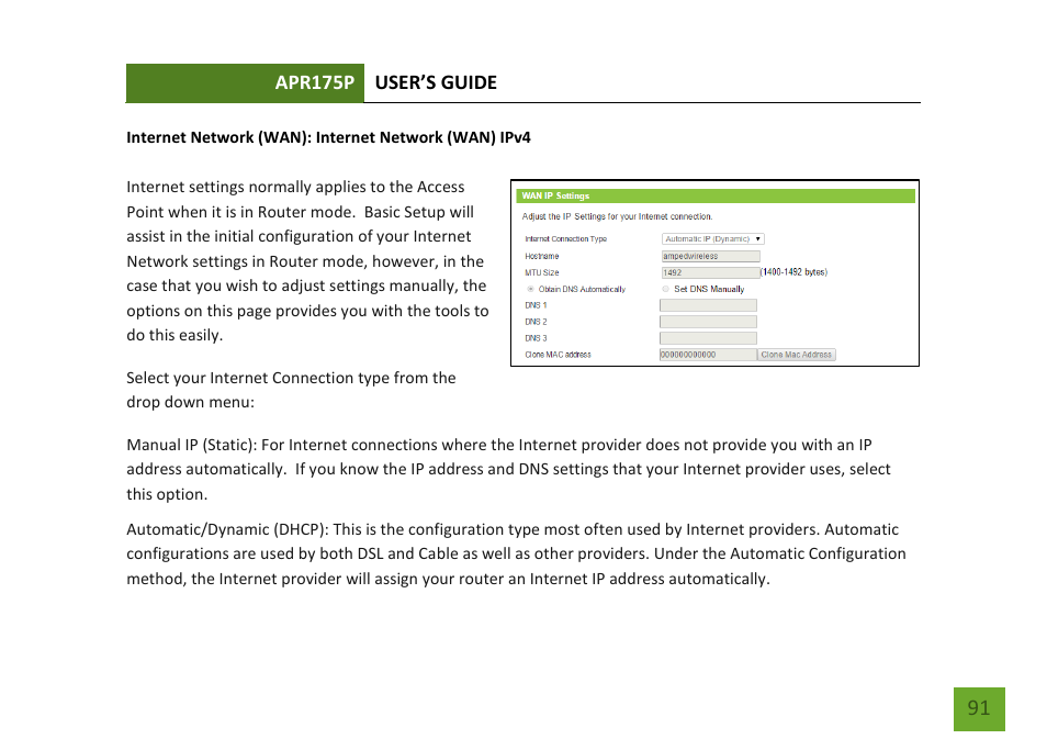 Internet network (wan) ipv4 | Amped Wireless APR175P - ProSeries High Power AC1750 Wi-Fi Access Point / Router User Manual | Page 92 / 186