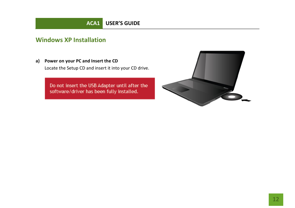 Windows xp installation | Amped Wireless ACA1 - High Power 500mW Dual Band AC Wi-Fi USB Adapter User Manual | Page 13 / 50
