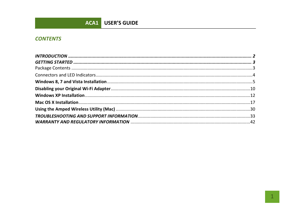 Amped Wireless ACA1 - High Power 500mW Dual Band AC Wi-Fi USB Adapter User Manual | Page 2 / 50