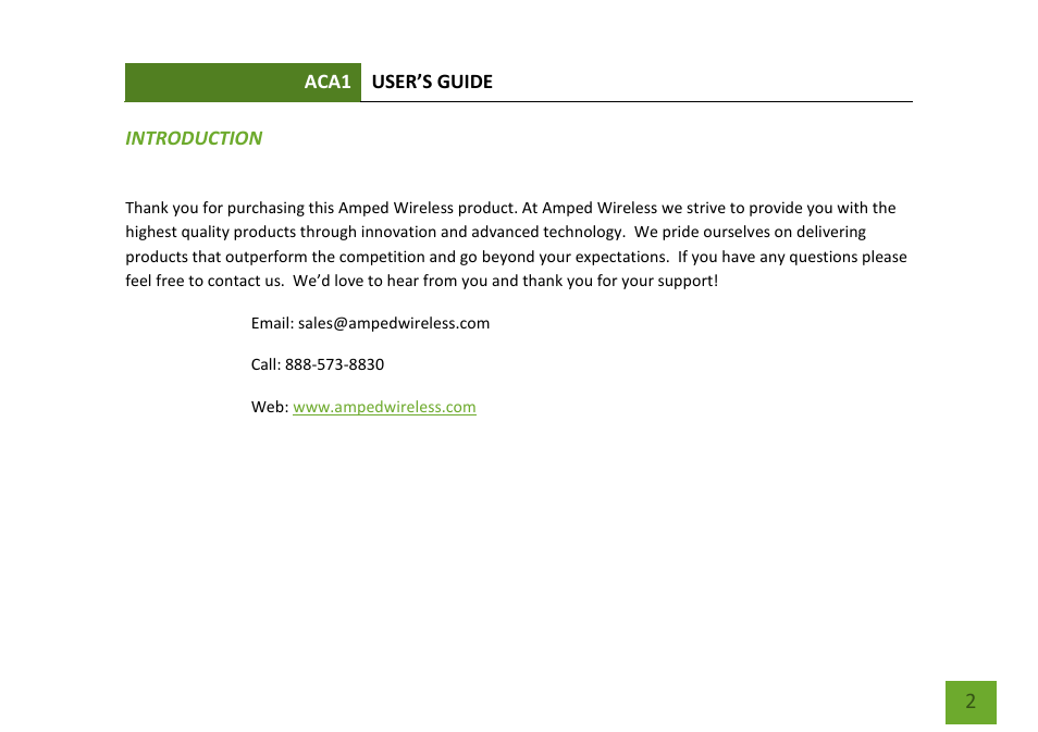 Introduction | Amped Wireless ACA1 - High Power 500mW Dual Band AC Wi-Fi USB Adapter User Manual | Page 3 / 50