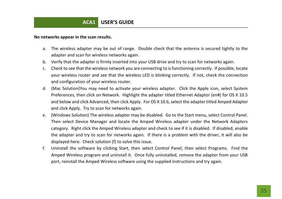 Amped Wireless ACA1 - High Power 500mW Dual Band AC Wi-Fi USB Adapter User Manual | Page 36 / 50