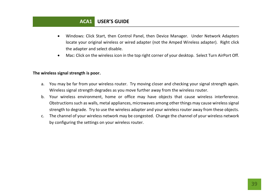 Amped Wireless ACA1 - High Power 500mW Dual Band AC Wi-Fi USB Adapter User Manual | Page 40 / 50
