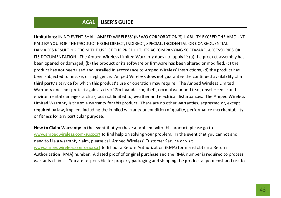 Amped Wireless ACA1 - High Power 500mW Dual Band AC Wi-Fi USB Adapter User Manual | Page 44 / 50