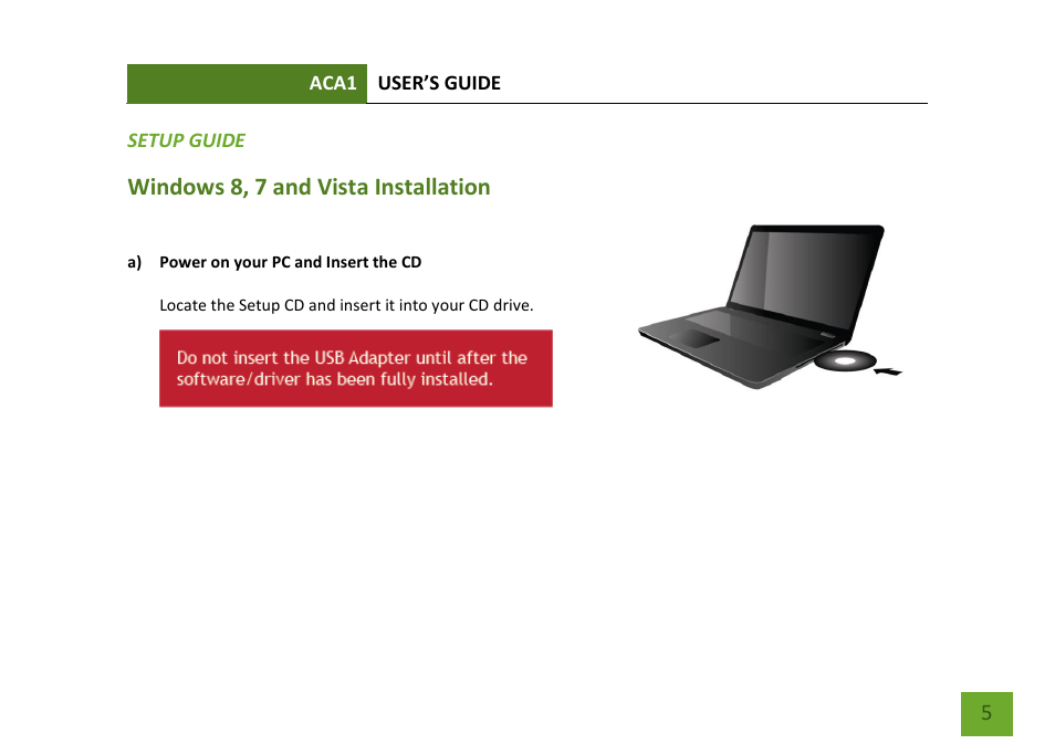 Windows 8, 7 and vista installation | Amped Wireless ACA1 - High Power 500mW Dual Band AC Wi-Fi USB Adapter User Manual | Page 6 / 50