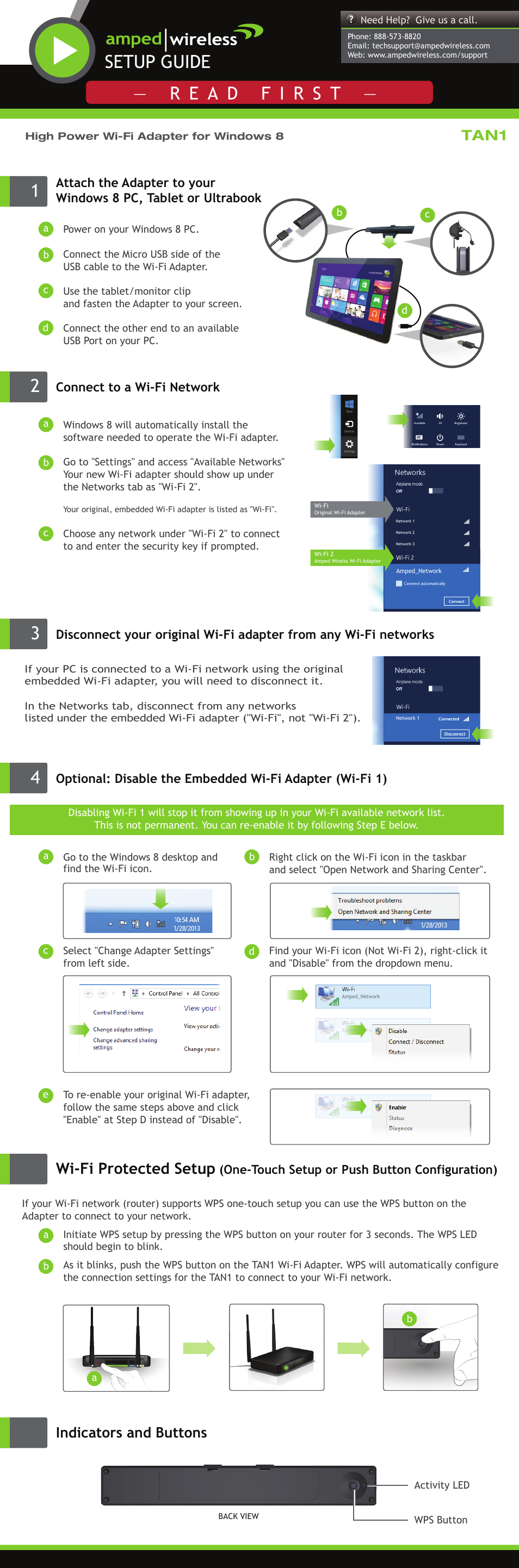 Amped Wireless TAN1 - High Power Wi-Fi Adapter for Windows 8 User Manual | 2 pages