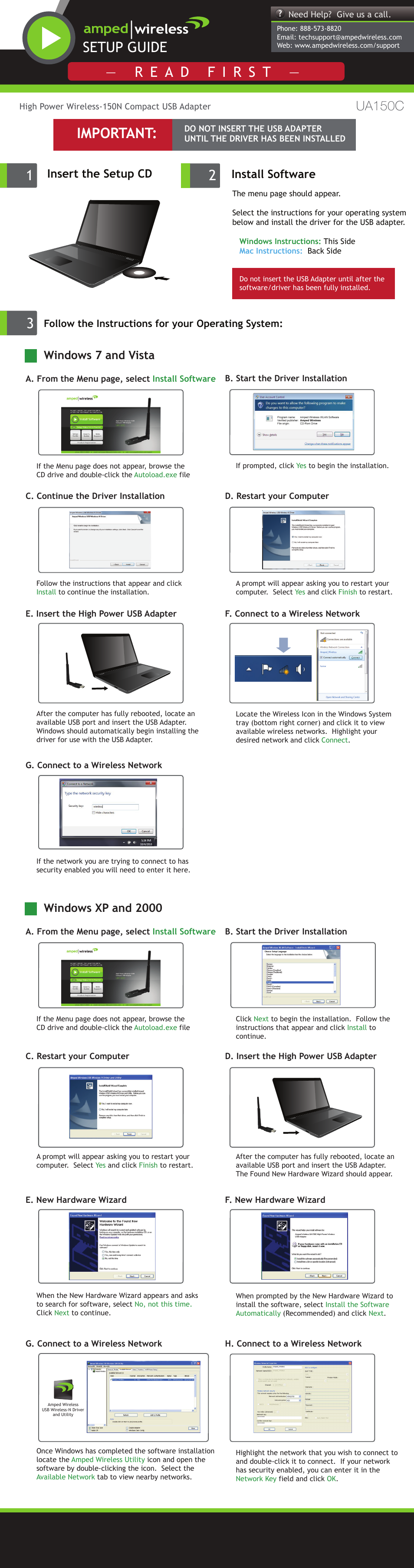 Amped Wireless UA150C - High Power Wireless USB Adapter User Manual | 2 pages