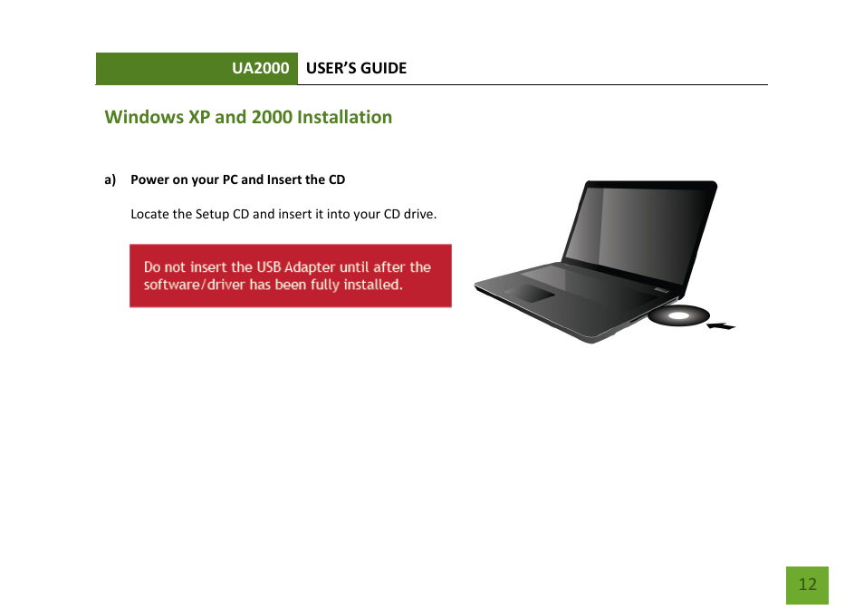 Windows xp and 2000 installation | Amped Wireless UA2000 - High Power Wireless-N Directional Dual Band USB Adapter User Manual | Page 13 / 57