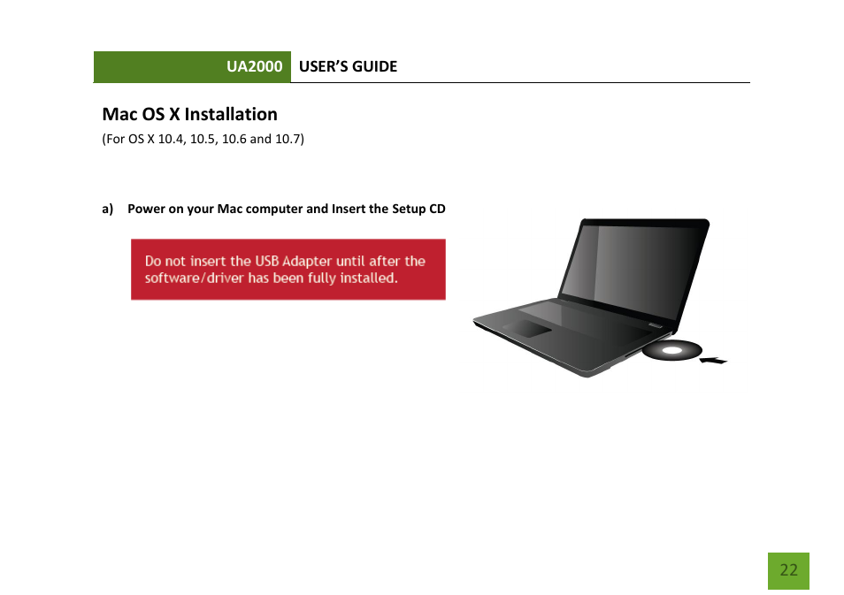 Mac os x installation | Amped Wireless UA2000 - High Power Wireless-N Directional Dual Band USB Adapter User Manual | Page 23 / 57