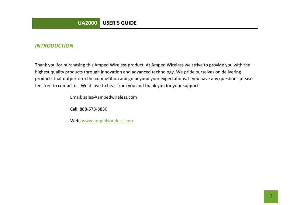 Introduction, Getting started | Amped Wireless UA2000 - High Power Wireless-N Directional Dual Band USB Adapter User Manual | Page 3 / 57