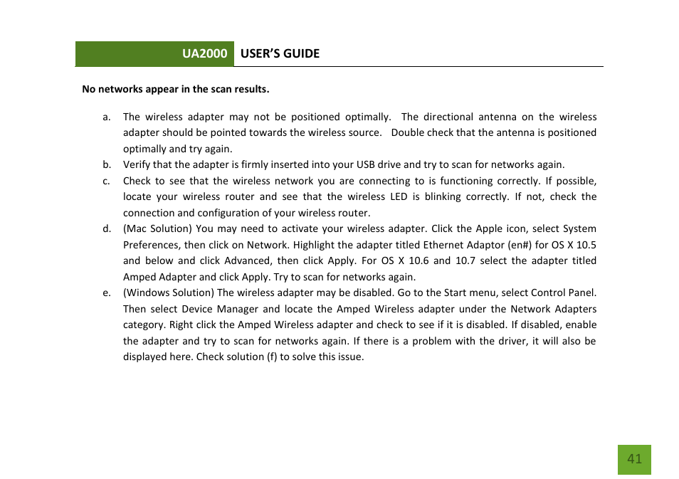 Amped Wireless UA2000 - High Power Wireless-N Directional Dual Band USB Adapter User Manual | Page 42 / 57