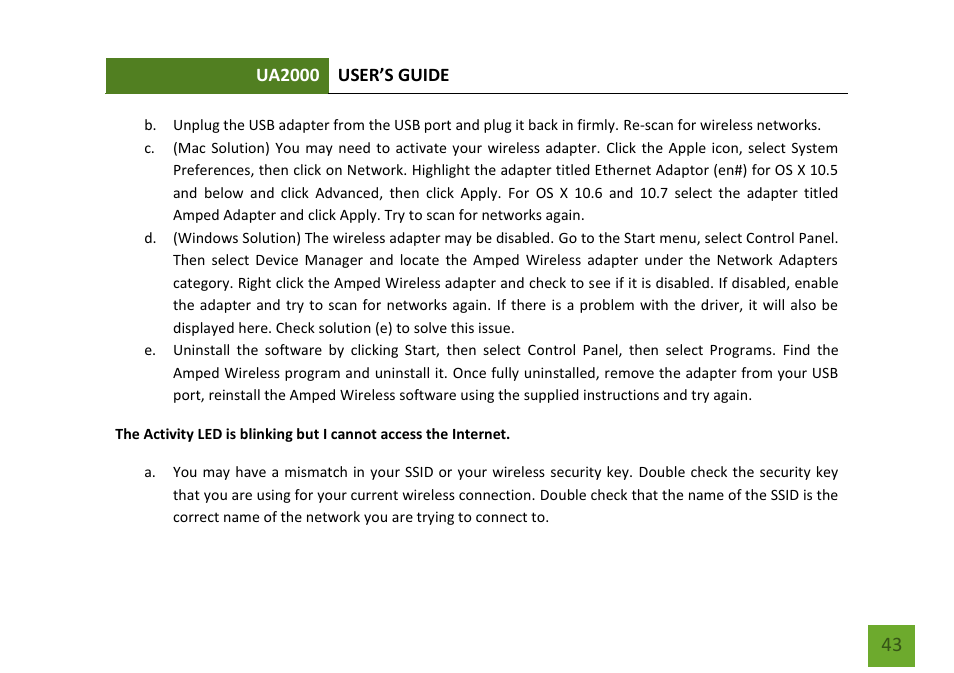 Amped Wireless UA2000 - High Power Wireless-N Directional Dual Band USB Adapter User Manual | Page 44 / 57