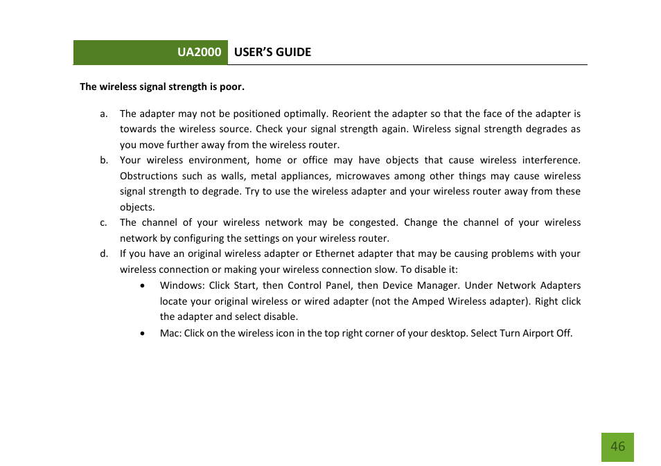 Amped Wireless UA2000 - High Power Wireless-N Directional Dual Band USB Adapter User Manual | Page 47 / 57