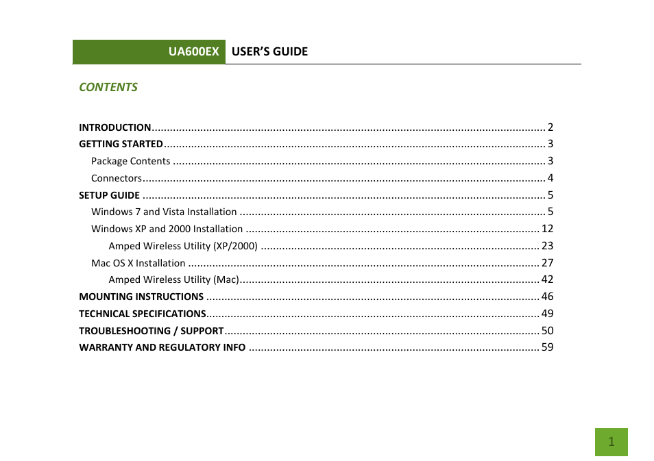 Amped Wireless UA600EX - High Power Wireless-N 600mW Pro USB Adapter User Manual | Page 2 / 65