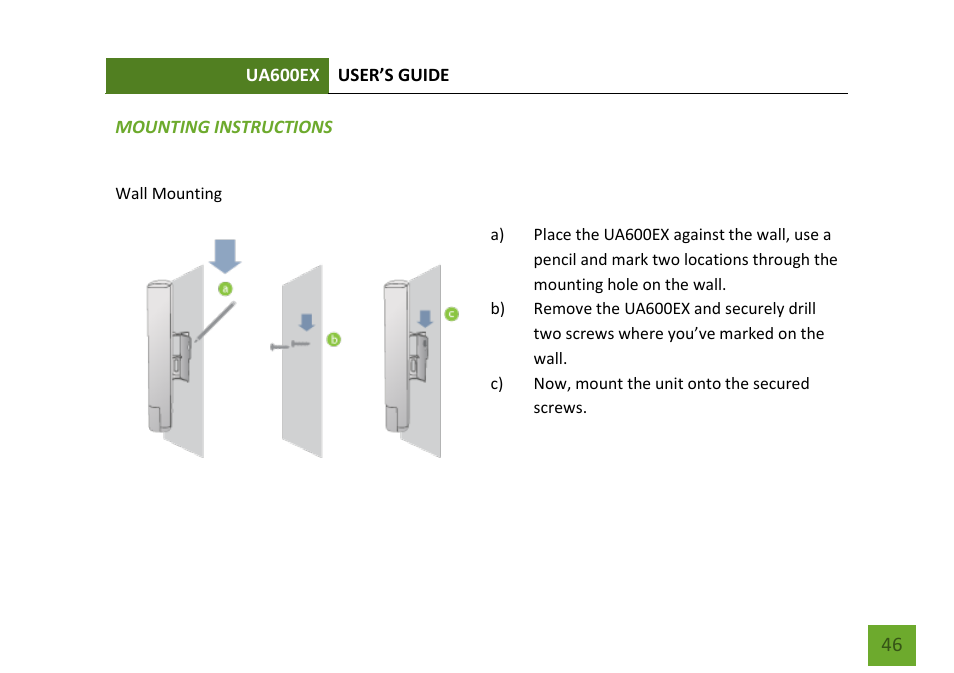 Mounting instructions | Amped Wireless UA600EX - High Power Wireless-N 600mW Pro USB Adapter User Manual | Page 47 / 65