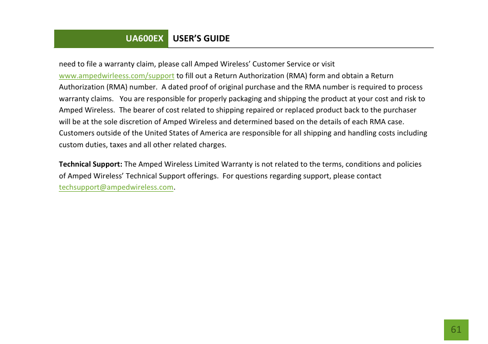 Amped Wireless UA600EX - High Power Wireless-N 600mW Pro USB Adapter User Manual | Page 62 / 65