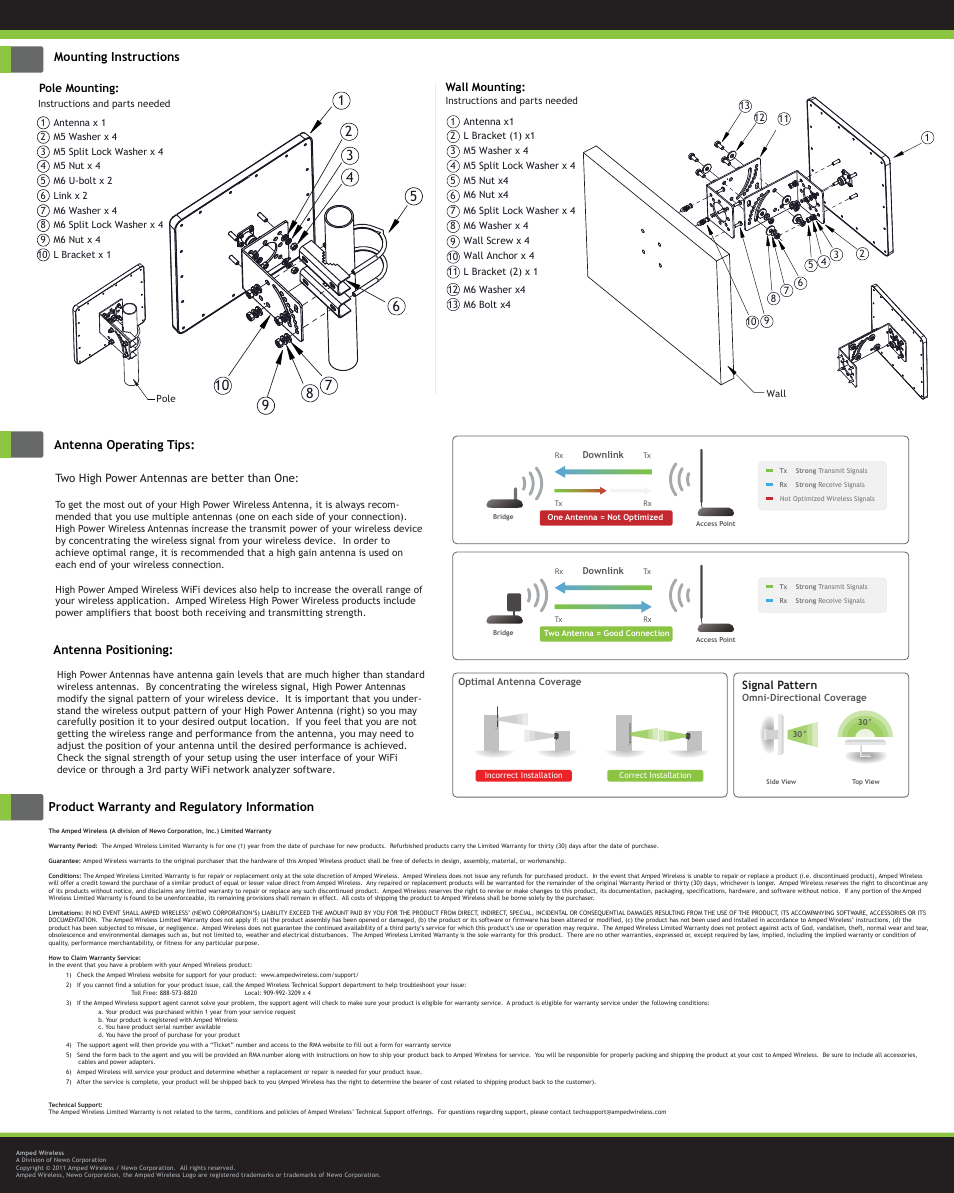 Amped Wireless AD14EX - 14dBi Directional Outdoor Wi-Fi Antenna Kit User Manual | Page 2 / 2