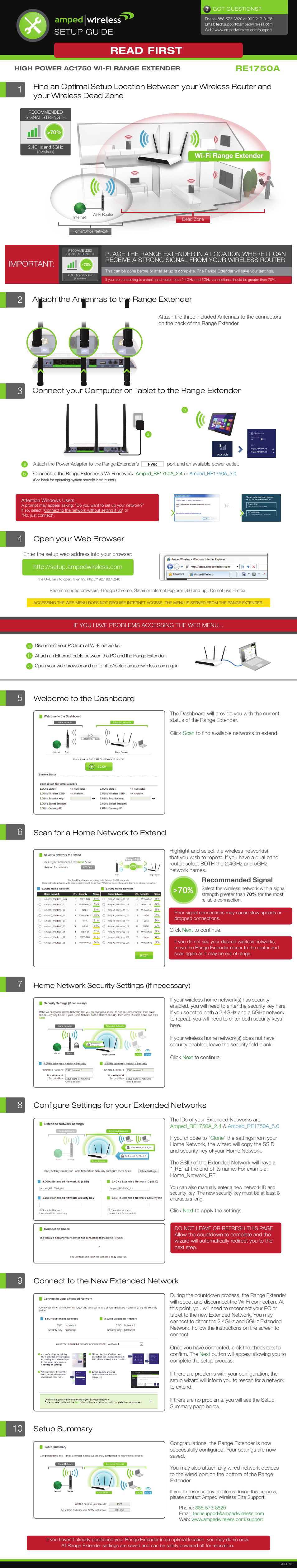 Amped Wireless RE1750A - High Power AC1750 Wi-Fi Range Extender User Manual | 2 pages