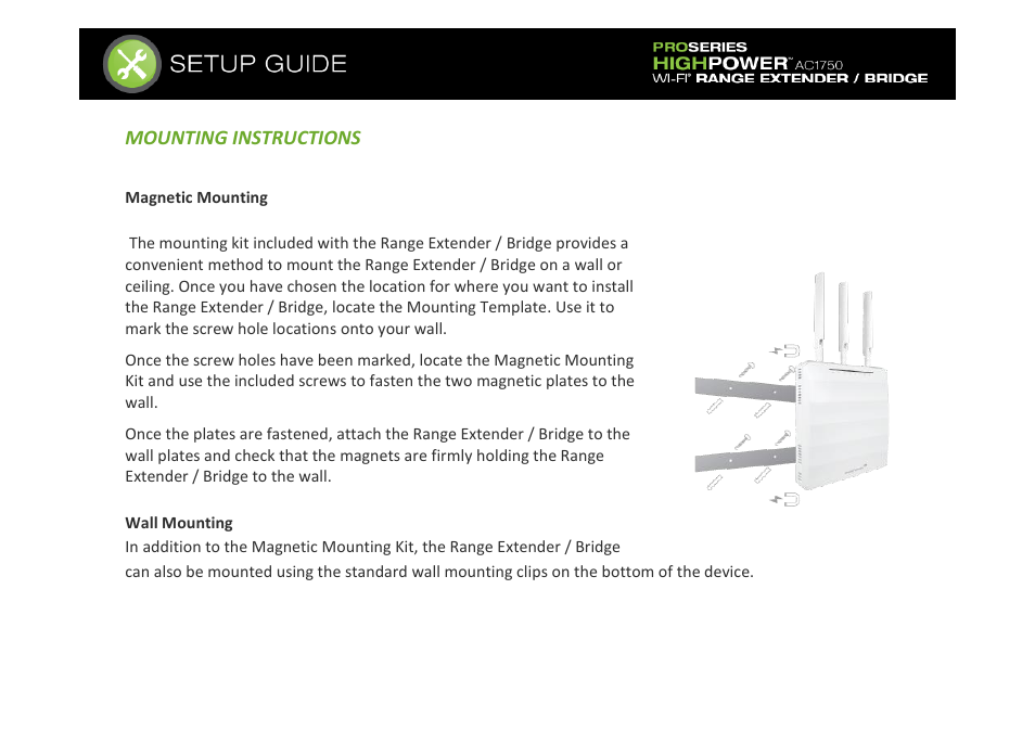 Mounting instructions | Amped Wireless REB175P - ProSeries High Power AC1750 Wi-Fi Range Extender / Bridge User Manual | Page 7 / 64