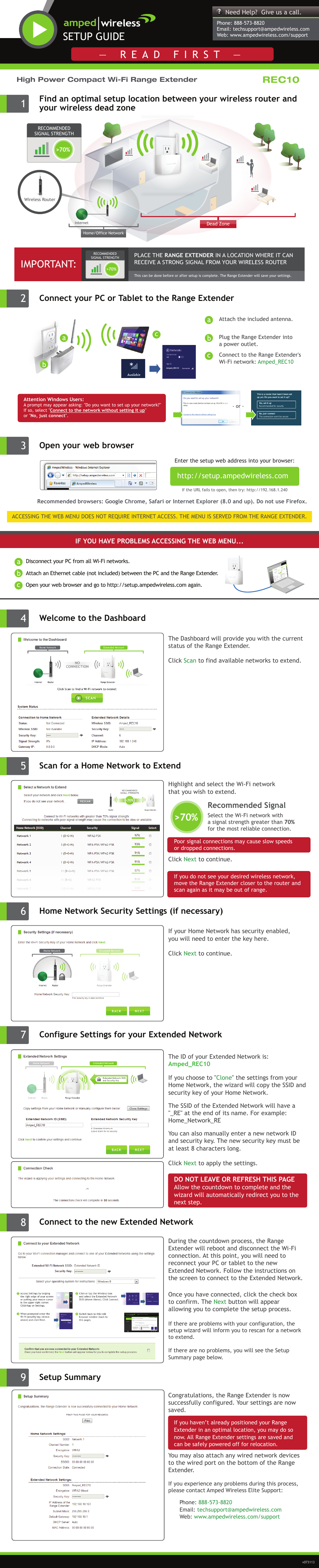 Amped Wireless REC10 - High Power Compact Wi-Fi Range Extender User Manual | 2 pages