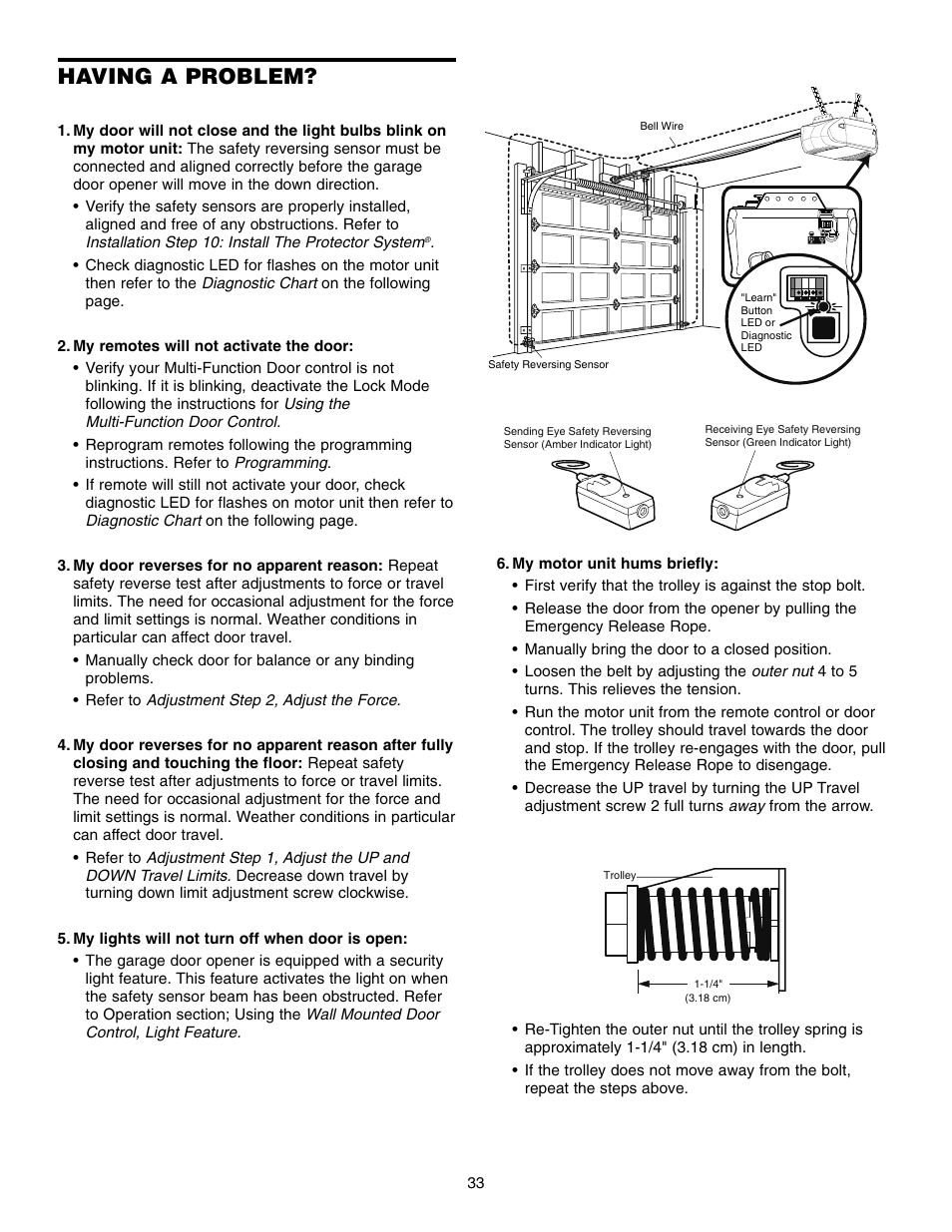 Having a problem | Chamberlain WD832KD 1/2 HP User Manual | Page 33 / 40