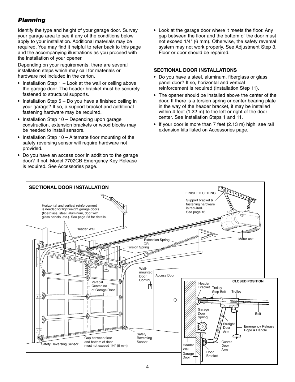 Planning | Chamberlain WD832KD 1/2 HP User Manual | Page 4 / 40