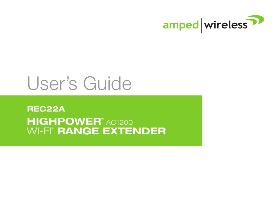 Amped Wireless REC22A - High Power AC1200 Plug-In Wi-Fi Range Extender User Manual | 86 pages