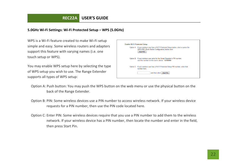 Wi-fi protected setup – wps (5.0ghz) | Amped Wireless REC22A - High Power AC1200 Plug-In Wi-Fi Range Extender User Manual | Page 23 / 86