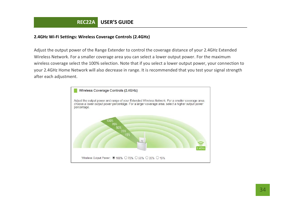 Wireless coverage controls (2.4ghz) | Amped Wireless REC22A - High Power AC1200 Plug-In Wi-Fi Range Extender User Manual | Page 35 / 86