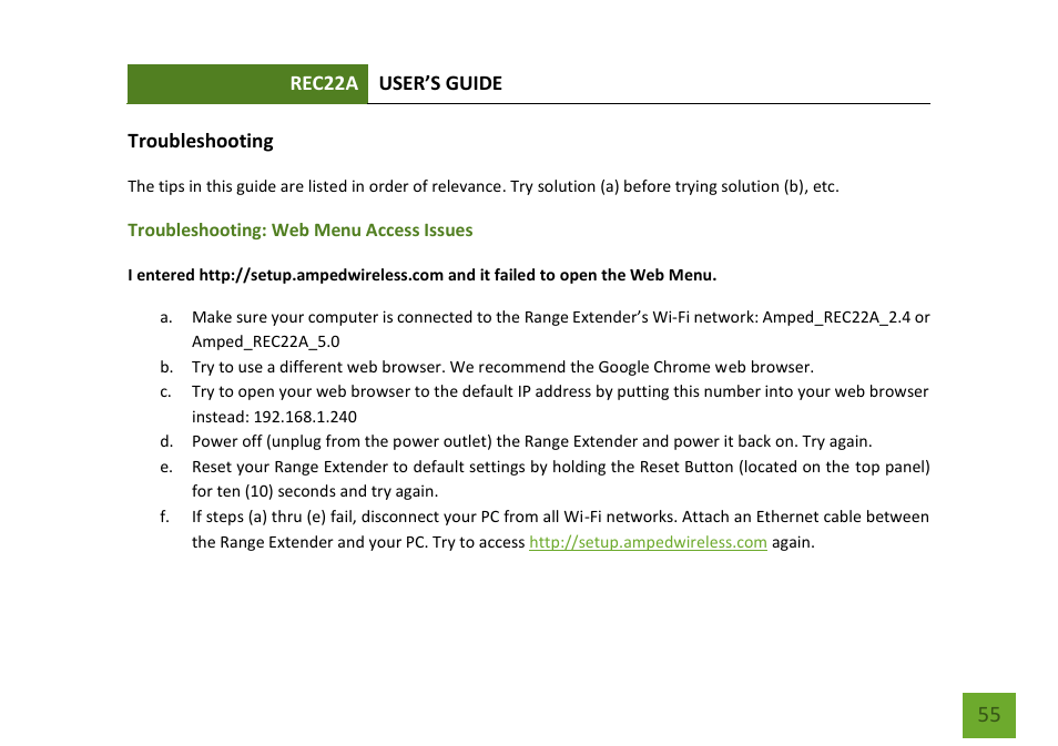 Amped Wireless REC22A - High Power AC1200 Plug-In Wi-Fi Range Extender User Manual | Page 56 / 86