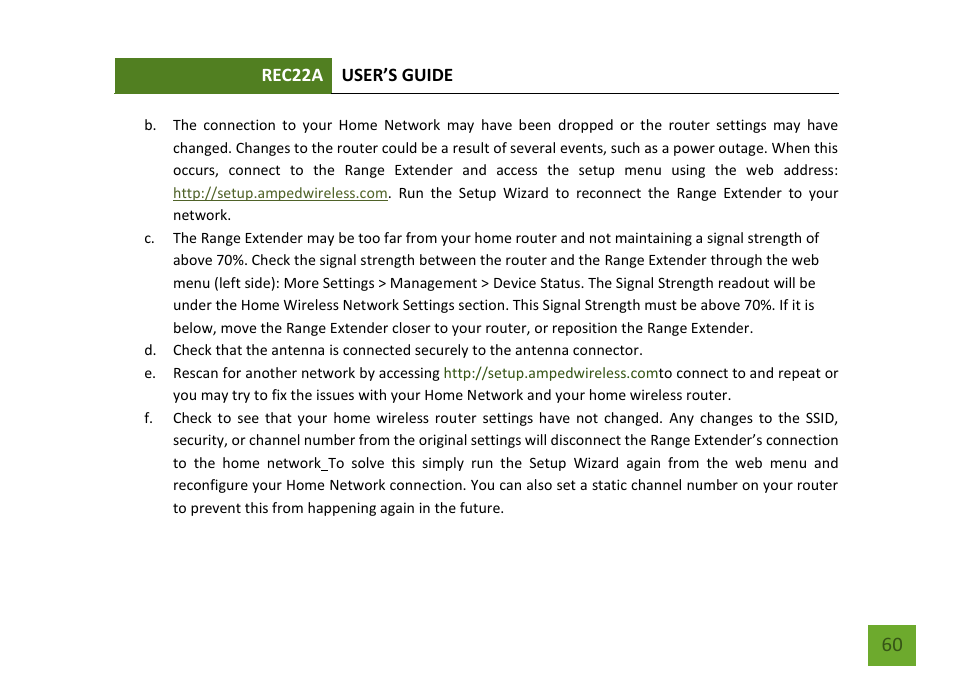 Amped Wireless REC22A - High Power AC1200 Plug-In Wi-Fi Range Extender User Manual | Page 61 / 86